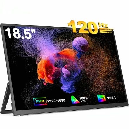 モバイルモニター ゲーミングモニター 18.5インチ 120Hz 1080PフルHD 高画質 3年保証 非光沢 モバイルディスプレイ デュアルモニター サブモニター ポータブルモニター ミニPC対応 外付けモニター リモートワーク IPS HDR VESA