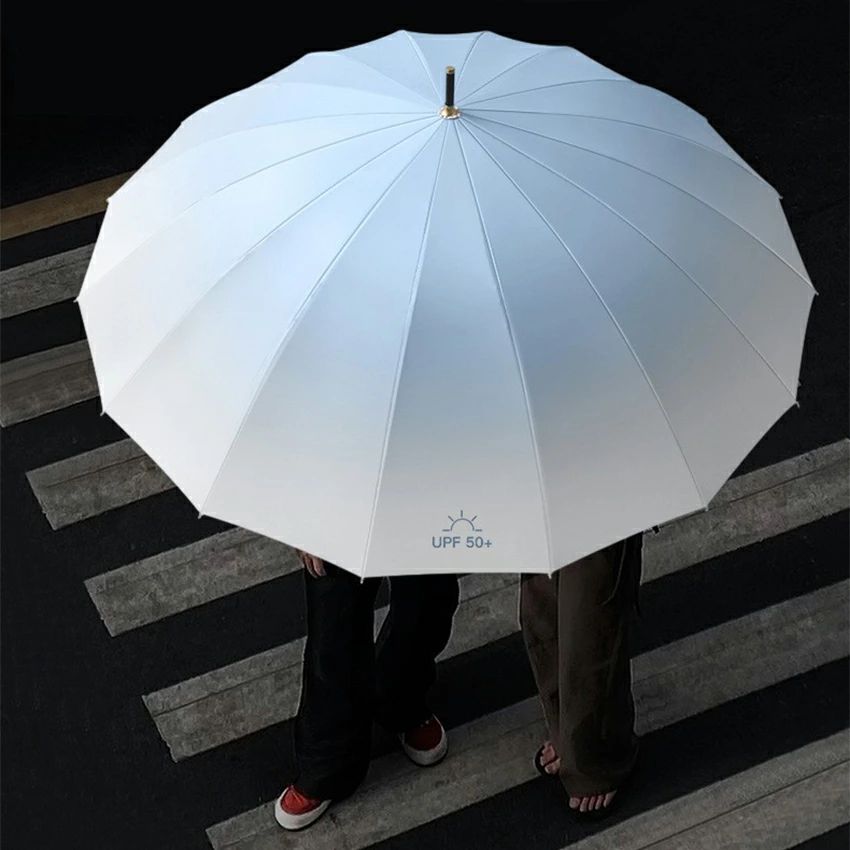 グラデーション長傘 晴雨兼用 雨傘 日傘 傘 16本骨 軽量 軽い 大きめ 完全遮光 レザーハンドル UVカット 紫外線カット 撥水 耐風 頑丈 ギフト プレゼント 人気 男女兼用 シンプル ジャンプ式 ワンタッチ 折れにくい ロング傘 梅雨対策 通勤通学