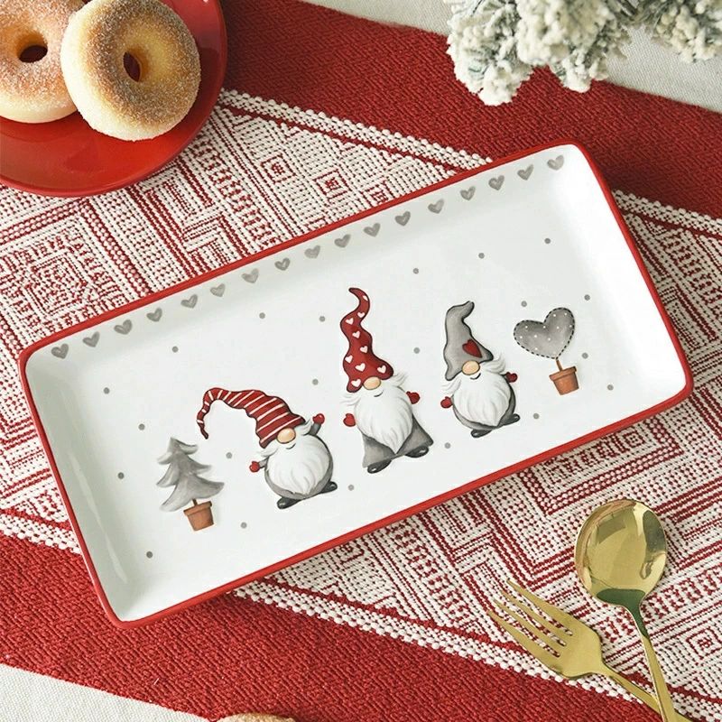 乐天商城 - クリスマス プレート 長方形 北欧 デザイン セラミック 陶器 平皿 浅皿 レリーフ 彫刻 キッチン 食器 クリエイティブ 西洋 料理 ステーキ 皿 ホームパーティー ギフト プレゼント 12月 季節 限定 アマゾン 楽天 送料無料 新作 人気 おすすめ 輸入 通販 ベストセラー 業務用