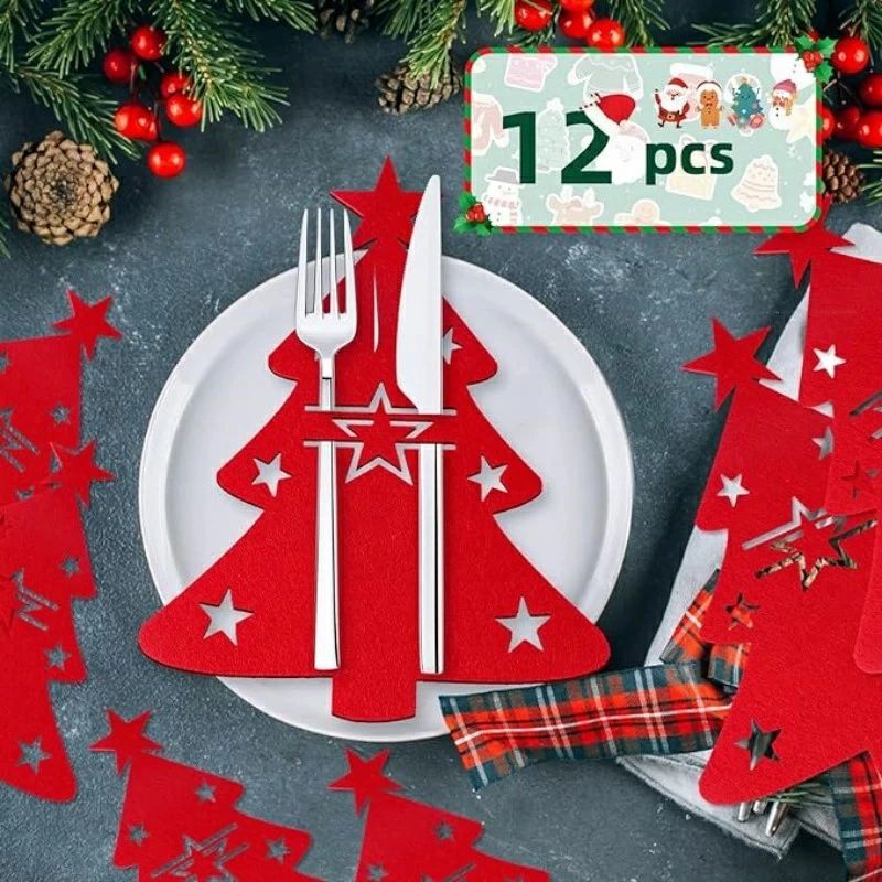 フェルト クリスマス カトラリー ラップ 12枚 セット 21cm 17cm ナイフ フォーク スプーン 包み パーティー 食卓 ディナー キッチン 装飾 12月 季節 限定 ギフト プレゼント アマゾン 送料無料 人気 おすすめ 輸入 通販 ベストセラー 業務用 レストラン カフェ イベント