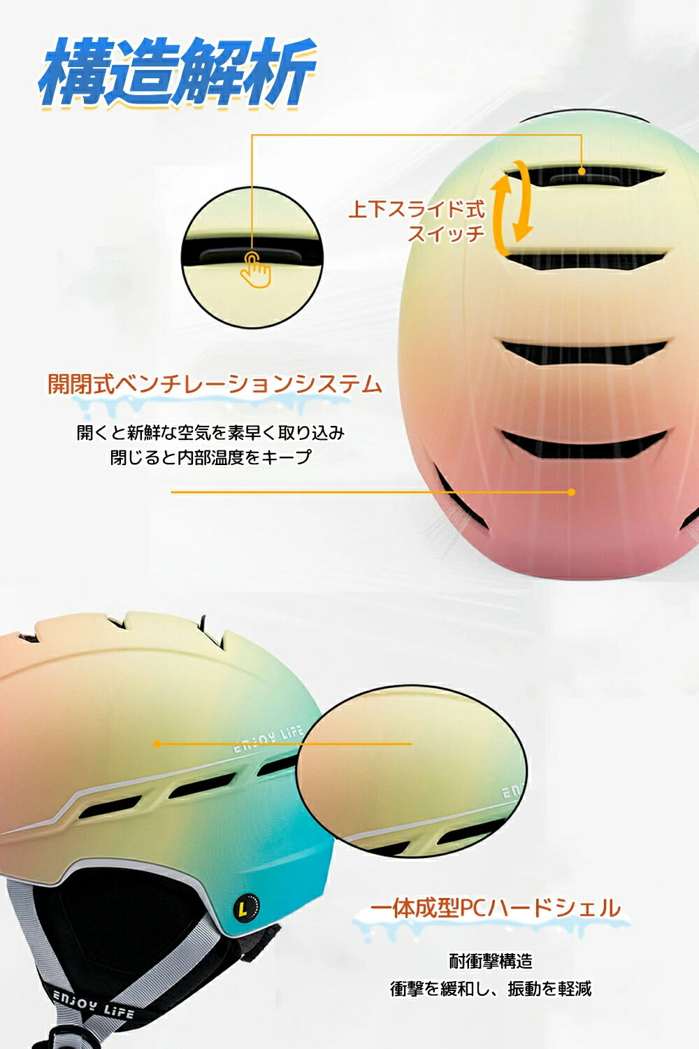 スキー ヘルメット 軽量 サイズ調整 スノーボード スキーヘルメット メンズ レディース スノー スノボ ヘルメット スノーヘルメット ヘルメット スキー スノーボード用 男女兼用 大人用 子供用 ジュニア バイザー付き 2
