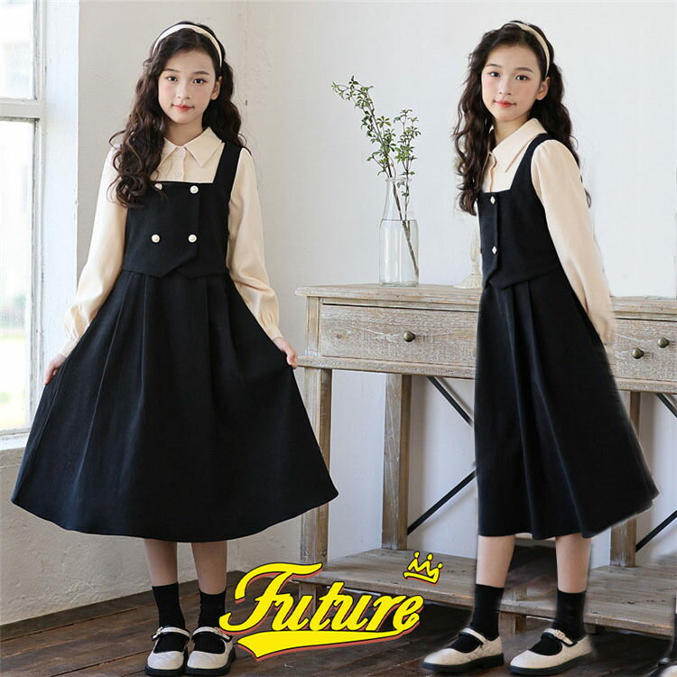 乐天商城 - キッズ シンプル ワンピース 中学生 ピアノ発表会 165 おしゃれ 子供服 結婚式 卒業式 160 小学校女子 お受験 150 きれいめ 黒 小学校女子 女の子 卒服 卒業式 ジュニア 小学生 ドレス 女の子 学園祭 フォーマル フェイクレイヤード 卒園式 入学式 子供 卒業式 韓国 女の子