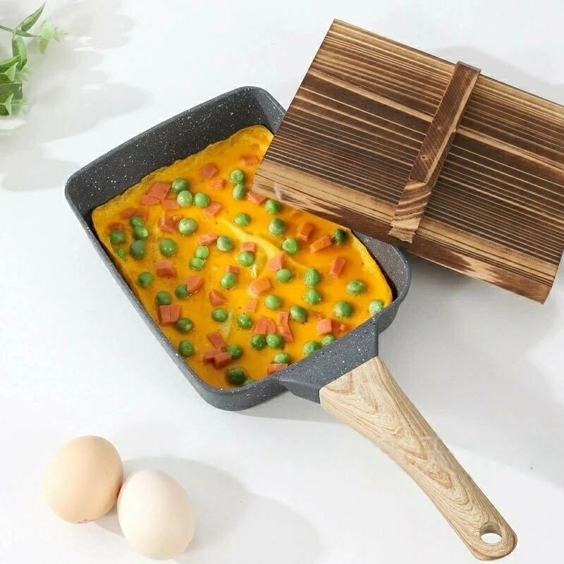 Ih Incompatible - 玉子焼きフライパンがくっつかない家庭用厚焼き卵方形麦飯石朝食小焼鍋オムレツステーキ（2個入り）