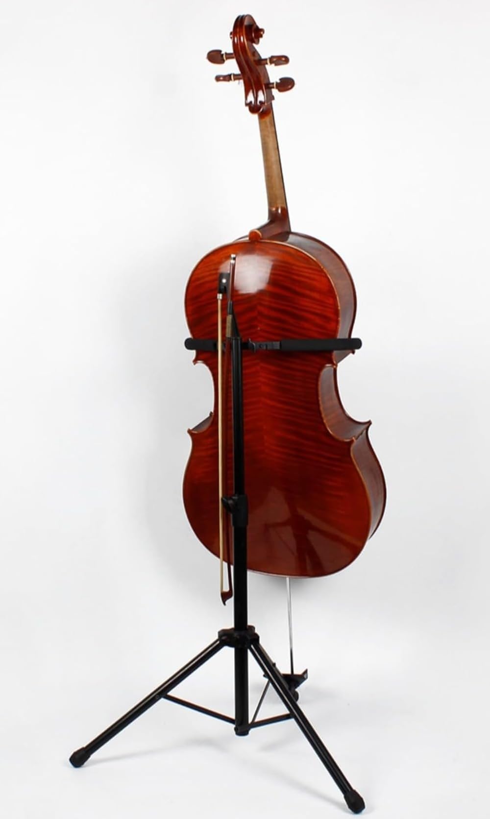 Cello Stand, Sturdy, Foldable, Height Adjustable (74-120cm), for Cellos, with Hook, Suitable for All Types of Cellos, Durable Tripod Support, Instrument Accessory, Cello Stand, Instrument Base
