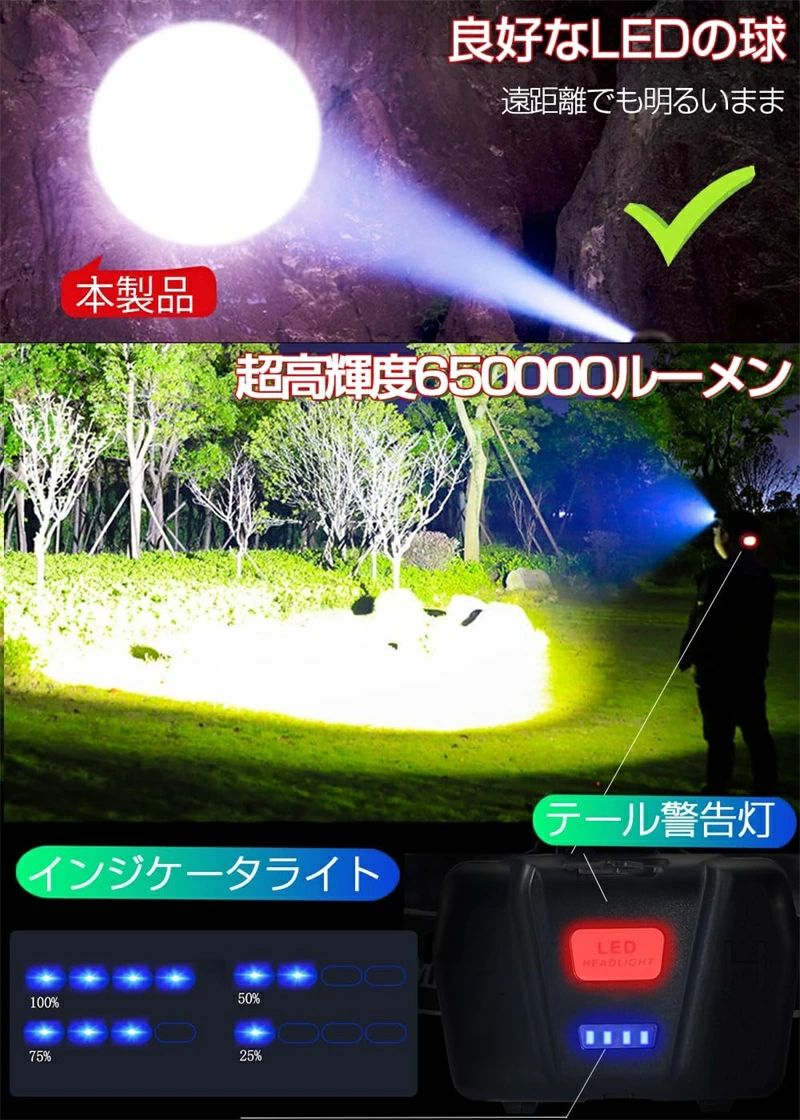 強力 軍用 ヘッドライトUSB 充電式 ledライト 電池式【 超高輝度 ヘッドライト 充電式 LED 登山 釣り ヘッド ライト ヘルメットライト 防水軽量 明るい 最強ルーメン 作業灯 ledライト 電池式 ヘッドランプ 軍用 アウトドア 懐中電灯頭 避難時高輝度 usb 防災 超強力 超軽量