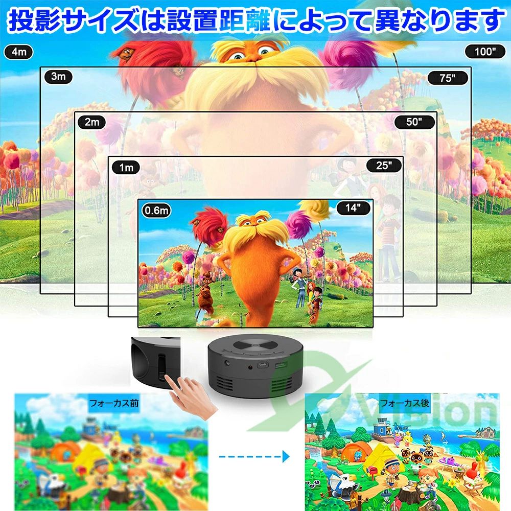 プロジェクター 家庭用 小型 1080Pフル HD スピーカー内蔵 電子式台形AF 家庭用プ...