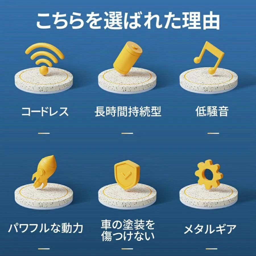 電動ポリッシャー バフ 充電式 小型 軽量 車用 研磨機 サンドペーパー付き 車磨き ...
