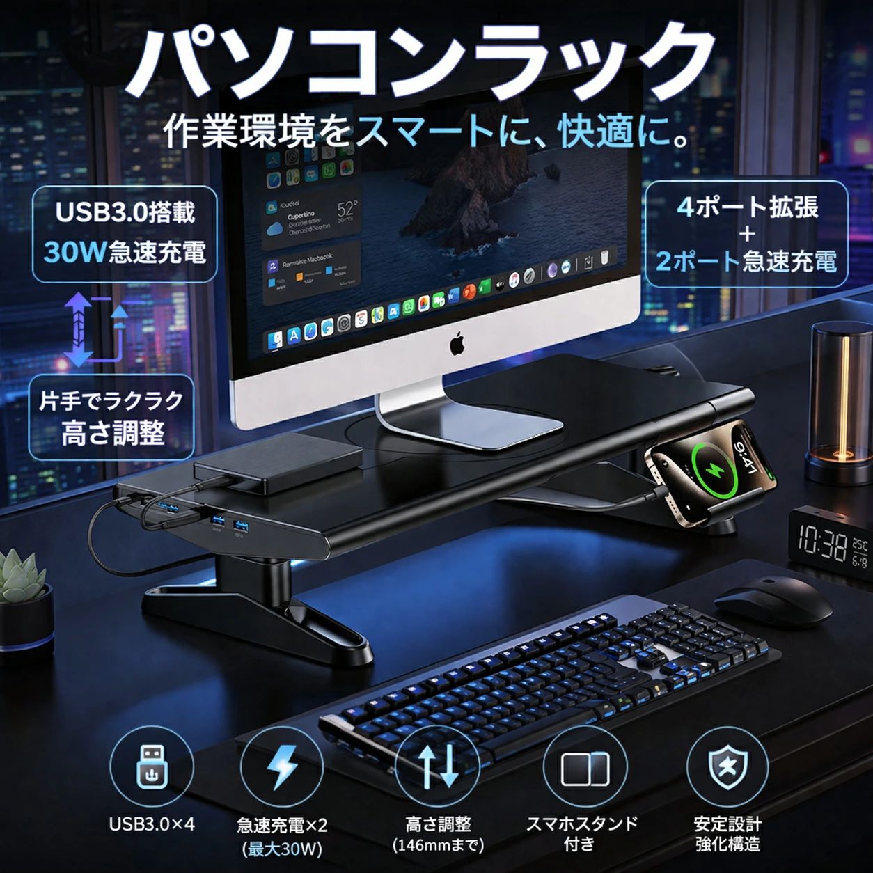 楽天市場】モニタースタンド ハブ type cの通販
