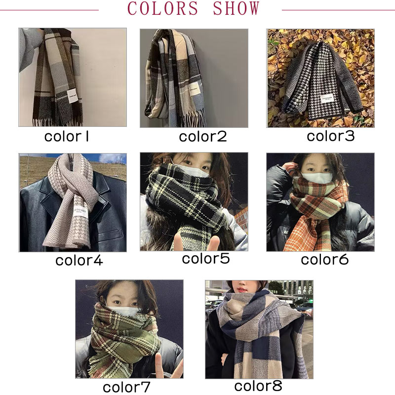 CW storeのマフラー 厚手 まるでウールの様な肌触り 大判 厚手 母の日 一部即納 チェック柄 ストール メンズ｜アングル2