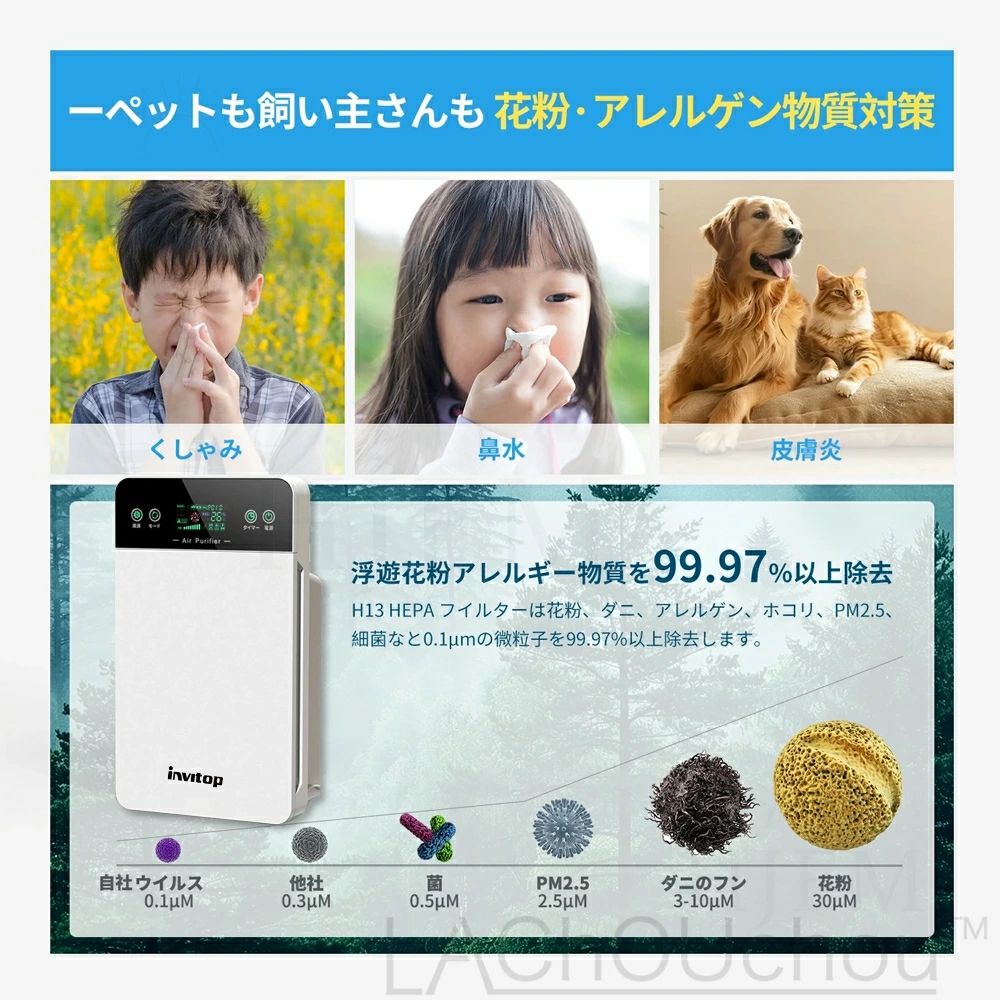 CW storeの＼爆売り★SNS人気NO.1／空気清浄機 35畳対応 9重浄化 花粉対策 UV除菌 脱臭 花粉 PM2.5 ほこり 除去 強力 ペット 一人暮らし 3段階風量 タイマー リモコン付 静音 ウイルス対策 省エネ お手入れ簡単 空清 消臭 コンパクト リビング 寝室 PSE 2年保証 iNVItop 新生活 2026｜アングル3
