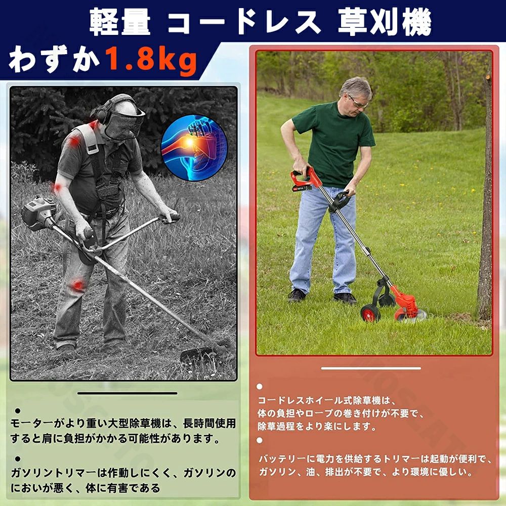 草刈り機 金属 刈払機 コードレス 樹脂ブレード 除草 刈払機 コスパ抜群 8枚付き ...