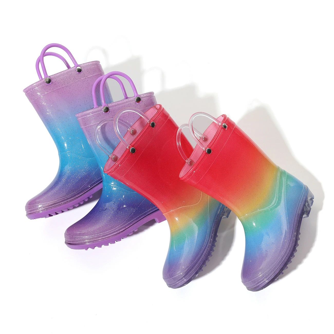 送料無料 子供レインブーツ レインシューズ 梅雨対策 長靴 虹 rainbow キッズ ジュ...