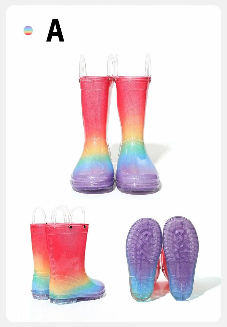 送料無料 子供レインブーツ レインシューズ 梅雨対策 長靴 虹 rainbow キッズ ジュ...