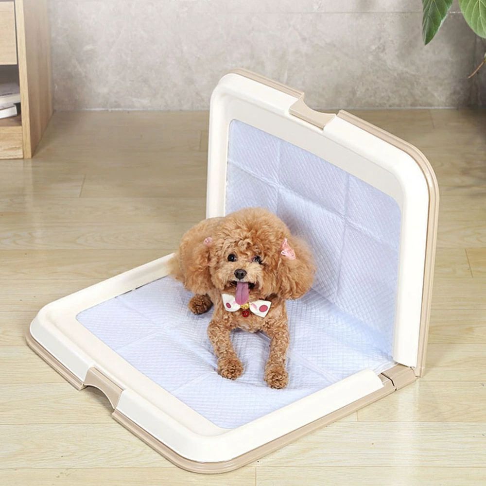 犬トイレ トレーニングパッド L型トレー カーキ レギュラー しつけトイレ 折りたたみ 大型犬 小型犬 犬..