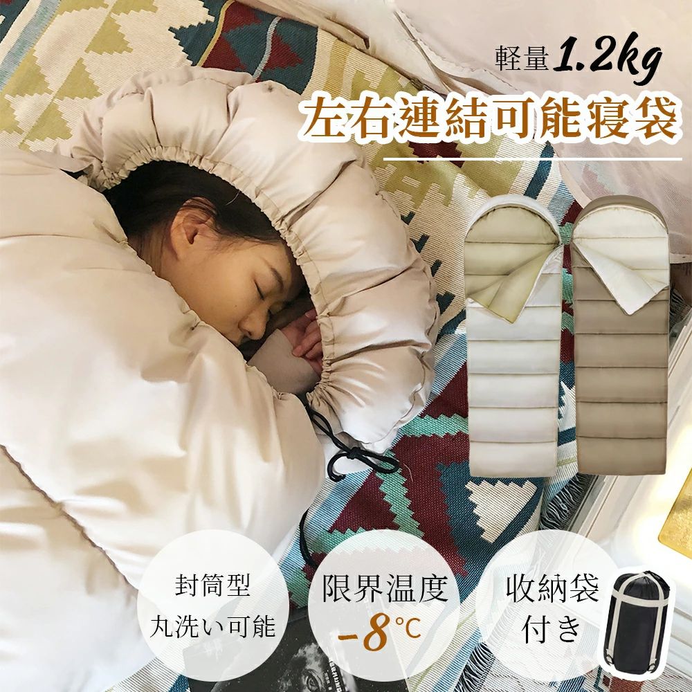 商品情報 【商品名】 寝袋 シュラフ 洗える コンパクト 封筒型 軽量 -4℃ -4度 夏用 冬用 ふんわり 防災 寝袋 マット 洗える寝袋 防寒 大人 登山 キャンプ レジャー ツーリング アウトドア 車中泊 春 秋 冬 防災 防災グッズ 送料無料 【製品仕様】 封筒型で、内部に余分なスペースがあり、中で手足を伸ばしたり、楽に寝返りを打てますので、窮屈感が全くありません！封筒型寝袋はマミー型に比べ中が広く、圧迫感がないので、布団のようにゆったり眠れます。布団のような心地良さ ゆったり暖かい。ひざを自由に曲げることもでき、寝返りもできます！ジッパーを開けた後、封筒型寝袋はキルトとして使用できます。 【在庫に関して】 在庫数の更新は随時行っておりますが、お買い上げいただいた商品が、品切れになってしまうこともございます。その場合、お客様には必ず連絡をいたしますが、万が一入荷予定がない場合は、キャンセルさせていただく場合もございますことをあらかじめご了承ください。 【納期について】 ◆納期について商品ページに記載されています。ご参考の上でご購入ください。 ◆注文個数によりお届け日が変わることがあります。至急の場合、予め使用希望日をご連絡ください。 ◆天候や交通事情等の都合により配送期間は前後いたします。予めご承知下さいませ。 【返品・交換について】 商品の手配後はご注文内容変更・キャンセルを承ることができなくなりますのでご了承ください。万が一お届け商品がご注文内容と異なったり、欠陥、汚損があった場合、交換、もしくは返金させて頂きます。 【注意事項】 ▲サイズは素人採寸のため、1-3cm前後の誤差が生じる場合がございます。予めご了承下さいませ。 ▲モニターの発色の具合によって実物とと色が異なる場合がございます。実物に近いカラーはカラーバリエーションをご参考ください。 ▲商品発送後の住所変更、サイズとカラーの変更、キャンセルはお受けできません。 ▲初期不良品以外の返品、返金はお受けできませんので、予めご了承ください。 ▲イメージ違い、サイズ及びカラーの買い間違えなどによる返品、返金、交換はお受けできません。予めご了承ください。 ▲万一汚れや破損などの不良品が届いた場合、必ず到着日を含め3日以内にご連絡をください。 ▲現在、弊ショップの包装につきましては、簡易包装にて郵送しておりますので、プレゼント用のラッピング包装、熨斗の添付はできません。ご了承の上で、お買い上げください。 ▲輸入品のため、メーカーや仕入先の在庫保管方法の違いや、長距離輸送や航空輸送により、多少細かなキズや汚れ等が見られる場合がございます。 ▲ご存知の通り海外の工場での縫製は日本の工場と比べますと、細かい点で雑に見えるものがございます。不良品ではありません。