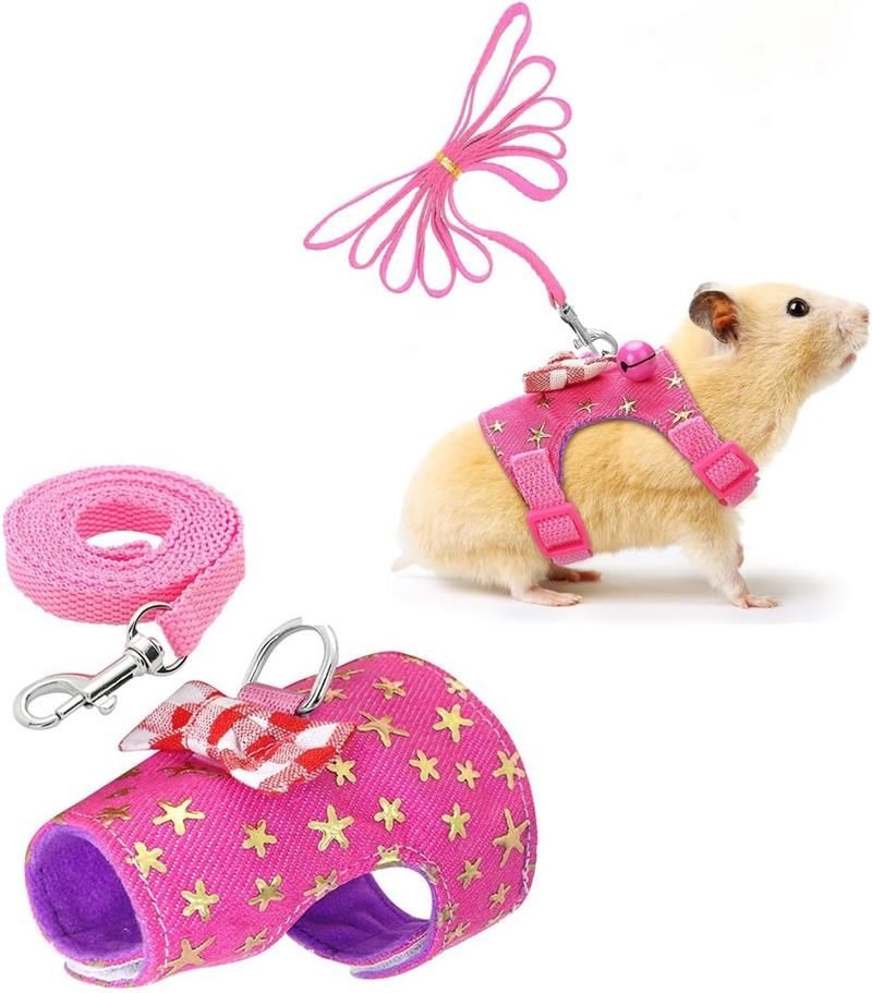リード小動物用ハーネス かわいい ハムスター お散歩用リード ハムスター リード リスハーネスリーシュ ハムスター(4.0)