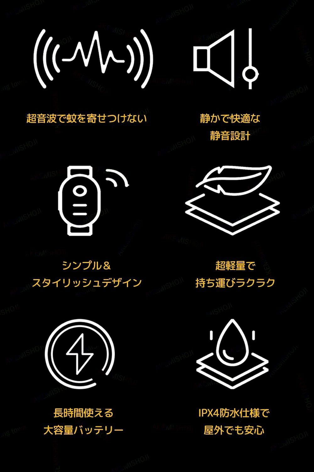 CW storeの蚊除け器 蚊よけキーホルダー 超音波式 害虫駆除機 超音波害虫駆除器 小型虫よけ器 薬剤不使用 無害 蚊よけ 超音波 充電式 6日間連続使用 7モード切替 IPX4防水 屋外 携帯用 超軽量15g 吊り下げ式/手首装着式｜アングル2