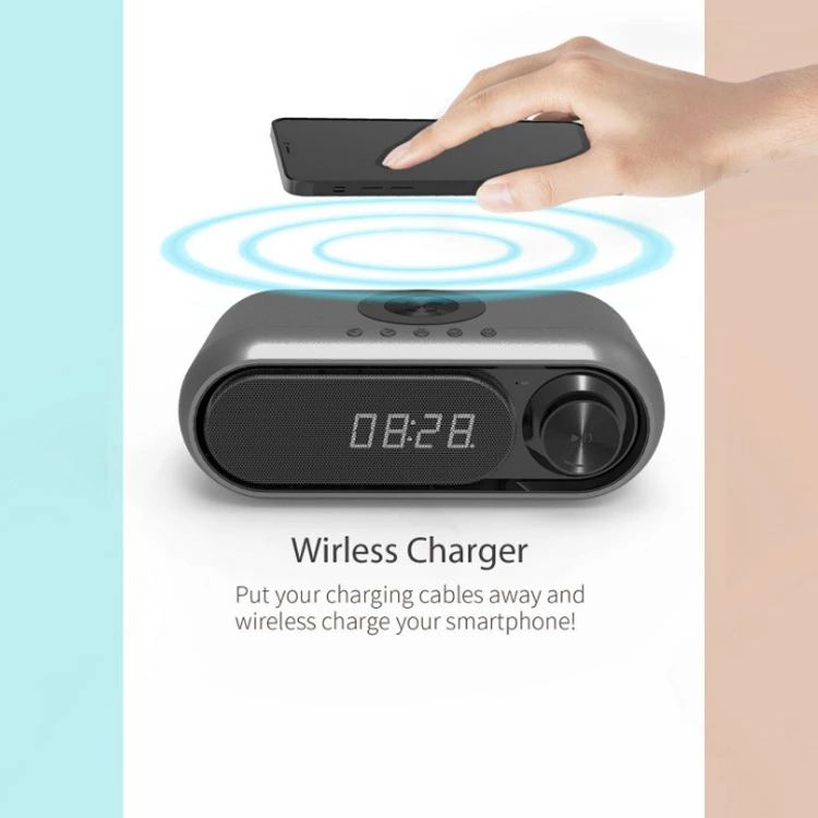 CW storeの1台4役 Android対応 iPhone 5/10W出力 目覚まし時計 ラジオ 高音質 ワイヤレス充電器 スピーカー Bluetooth 対応｜アングル3