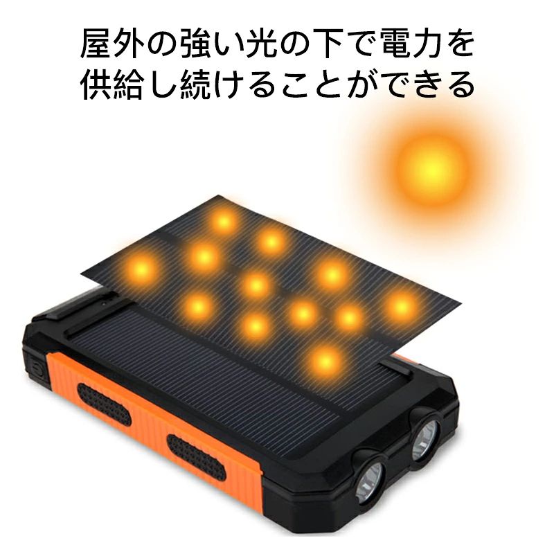 モバイルバッテリー 太陽光充電 20000mAh 羅針盤 防水防塵 大容量 ライト付け ソーラー充電 出張 旅行 地震防災 携帯充電器 人気 大容量 携帯便利 バッテリー 2台同時充電 残量表示 シンプル コンパクト USB 防災 災害 iPhone17 iPhone16 iPhone15 iPhone14 対応 cwstore-10036865 CW store サンプル画像2