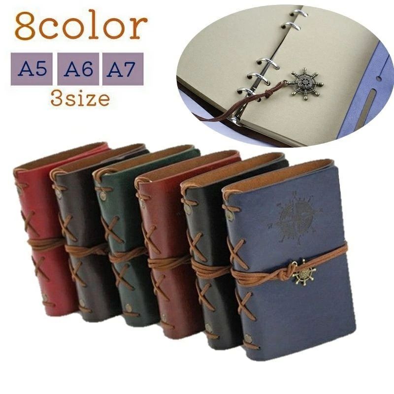 ステーショナリー 航海日記風 ビジネス手帳 贈り物 舵輪 システム手帳 文具 ルーズリーフ プレゼント ノート メモ帳 レトロ レザー調 A7 イカリ 日記帳 おしゃれ 手帳 レザー調 A5 A6 アンティーク