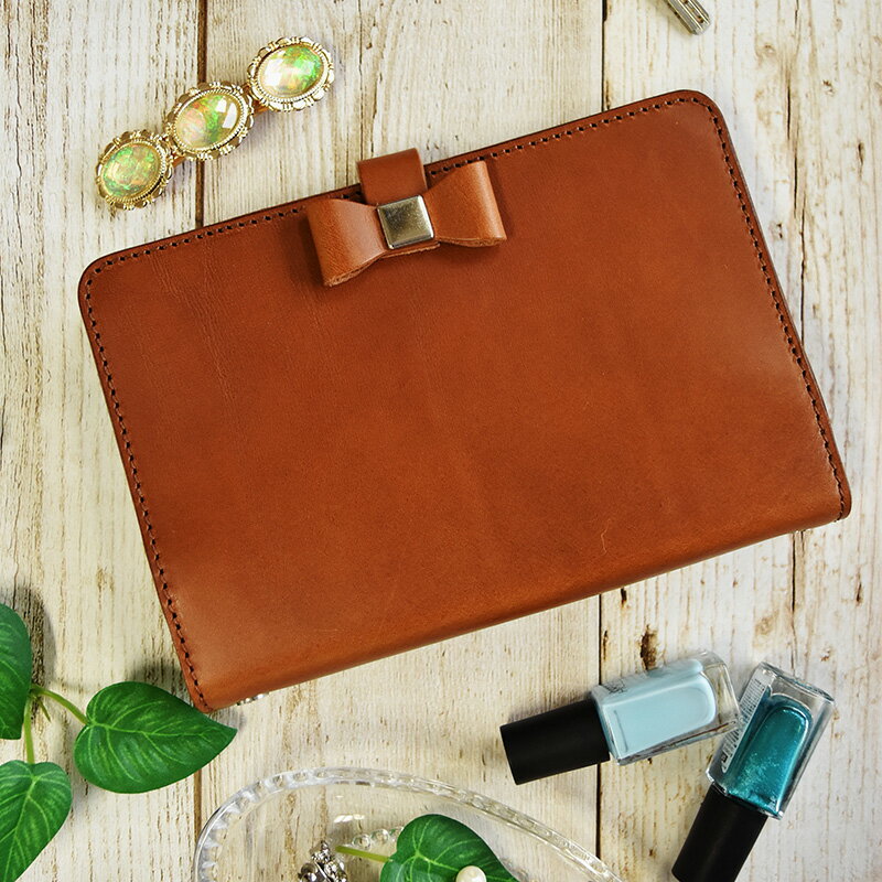 【10%OFF 楽天スーパーSALE 12/4 20時から】本革 バイブル B6 システム手帳 リボン ブッテーロ 名入れ 15色から選べる カラーオーダー オ...