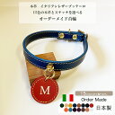 本革 ネーププレート 首輪 幅15mm ブッテーロ 選べる長さ 30cm 35cm 40cm 名入れ 小型犬 犬 猫 トイプードル チワワ ダックスフンド イタ...