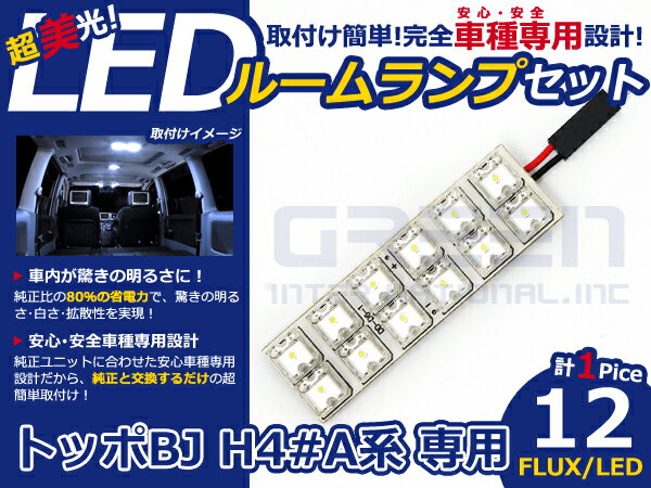 トッポ BJ H40A系 高輝度LEDルームランプ FLUX 1P/合計:12発 LED ルームライト 電球 車内 ルーム球 室内灯 ルーム灯 イルミネーション