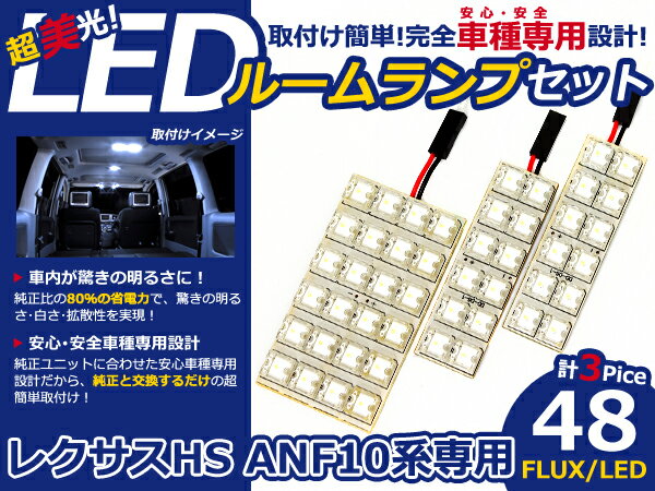 HS ANF10系 高輝度 LEDルームランプ FLUX 3P/合計:48発 LED ルームライト 電球 車内 ルーム球 室内灯 ルーム灯 イルミネーション