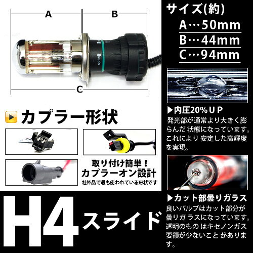 バイク用★ フルセット H4スライド HI/LO共にHID 35w_薄型 12000k