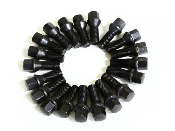 外車用 ラグボルト BMW ベンツ アウディに M14×P1.5 首下28mm 60度 20本 ブラックボルト ホイール スペーサー 交換など