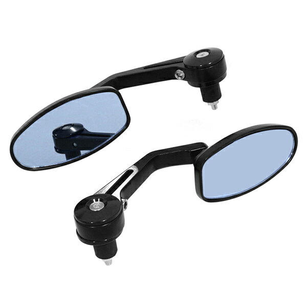 バーエンドミラー ハンドル 内径 18mm ブラック オーバル 左右 バイク ハンドル 7インチ 8インチ φ22.2..