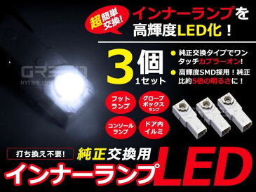 メール便送料無料 フットランプ グローブボックスランプをLEDに！ LEDインナーランプ クラウン GRS180系/GRS20系/GWS20系 ホワイト/白 3個セット 純正交換用 イルミ 内装 LED コンソール