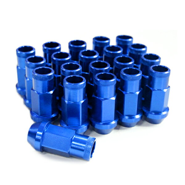 送料無料 アルミホイールナット P1.25 M12 ブルー 青 貫通 20個セット ニッサン スバル スズキ ホイールナット アルミナット レーシングナット