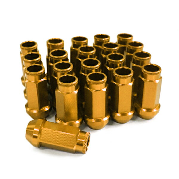 送料無料 アルミホイールナット P1.25 M12 イエロー 黄 貫通 20個セット ニッサン スバル スズキ ホイールナット アルミナット レーシングナット