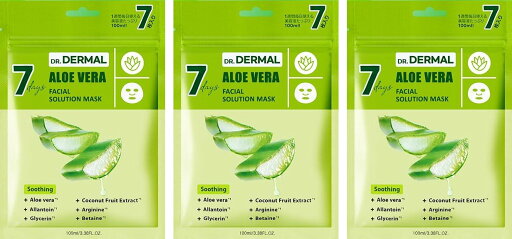 【3点セット】7DAYSドクターダーマルソリューションシートマスク・フェイスパック アロエベラ DR.DERMAL 7枚入り 【3点セット】7DAYSドクターダーマルソリューションシートマスク・フェイスパック アロエベラ DR.DERMAL 7枚入り