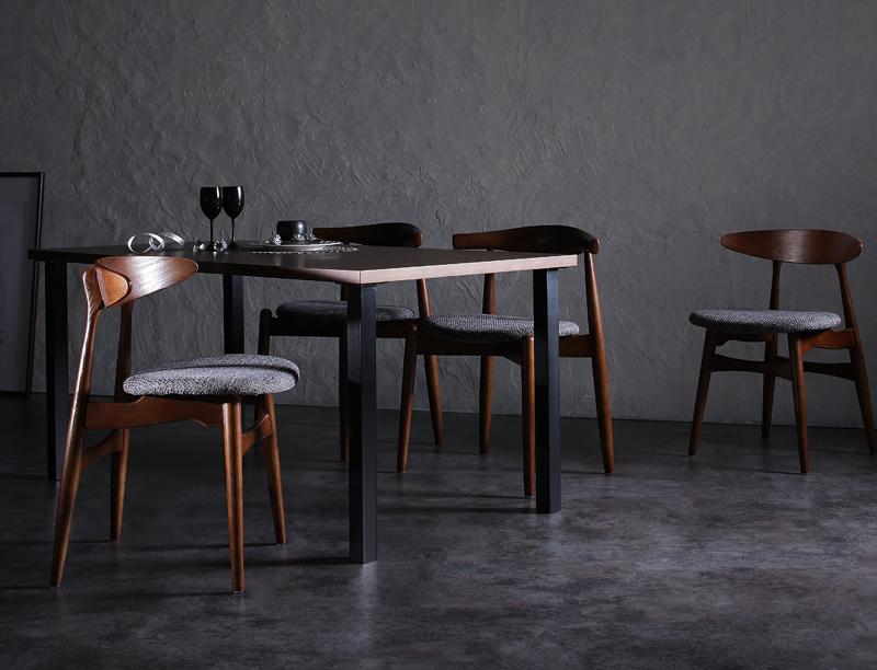 "ダイニングセット 5点MIXセット（テーブル+チェアA×2+チェアB×2）【TOMS】【A】チャコールグレー×【B..