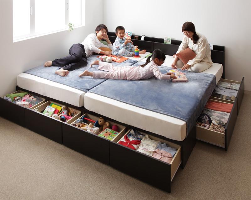 "収納ベッド ワイドK240【Weitblick】【国産ポケットコイルマットレス付き】 ホワイト Aタイプ：SD＋B..