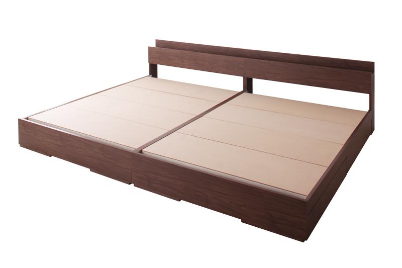 "収納ベッド ワイドキング220（シングル+セミダブル）【Cedric】【フレームのみ】ナチュラル 棚・コンセント・収納付き大型モダンデザインベッド【Cedric】セドリック"""