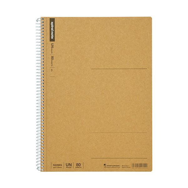 （まとめ）マルマン スパイラルノート ベーシックB5 無地 80枚 N226ES 1セット(5冊)【×5セット】