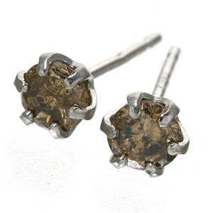 【ポイント10倍】K18WG シャンパンダイヤモンドピアス 計0.4CT