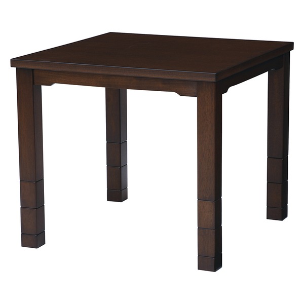 ダイニング こたつ テーブル 単品 約80×80cm ダークブラウン 木製 継脚付き 高さ調節可 組立品【代引不可】