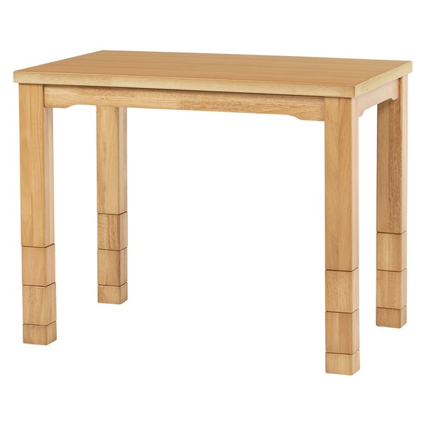 ダイニング こたつ テーブル 単品 約90×60cm ナチュラル 木製 継脚付き 高さ調節可 組立品【代引不可】