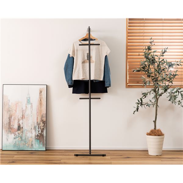 ハンガーラック 約幅40.5×奥行35.5×高さ167.5cm ダークグレー スチール 衣類収納 リビング 収納家具 インテリア家具 組立品