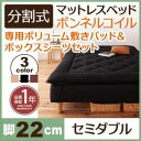 脚付きマットレスベッド セミダブル 脚22cm アイボリー 新・移動ラクラク!分割式ボンネルコイルマットレスベッド 専用敷きパッドセット