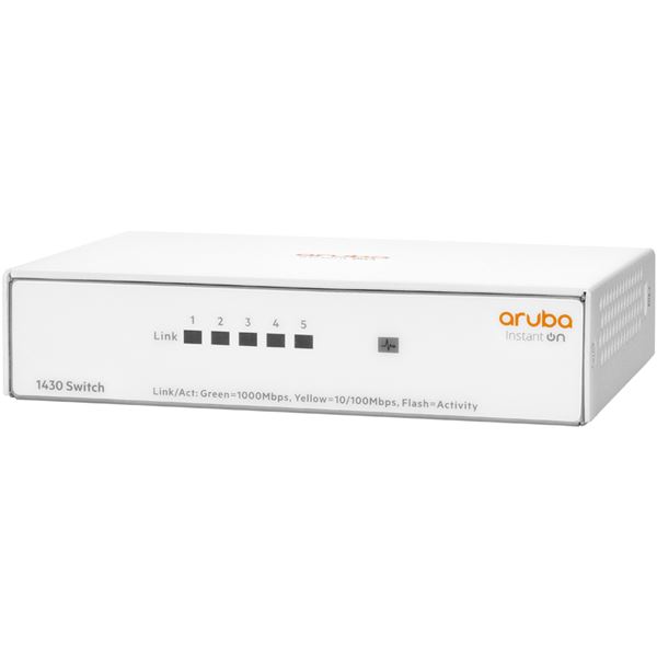 ■サイズ・色違い・関連商品■5G[当ページ]■16G■8G■商品内容HP(Enterprise) Aruba Instant On 1430 5G Switch R8R44A#ACF■商品スペックタイプ -標準ポート数 5最大ポート数 -通信速度 10M/100M/1000MSNMP機能 なしAUTO-MDIX機能 ありVLAN機能 なし冷却ファン -拡張スロット数 -手動速度切替 -スタッカブル機能 -MACアドレス登録件数 8192件本体カラー -筐体材質 -電源 -マグネット -ラックマウントキット -最大消費電力 12W最大消費電力(備考) -CO2排出量 11.563kg/年備考 -アスベスト 不明RoHS指令 対応J-Moss -環境自己主張マーク 不明その他環境及び安全規格 -電波法備考 規制の対象機器でない電気通信事業法備考 規制の対象機器でない電波法 非対象電気通信事業法 非対象法規関連確認日 20220804本体サイズ(H) -本体サイズ(W) -本体サイズ(D) -本体重量 -電気用品安全法(本体) 非対象電気用品安全法(付属品等) 適合/例外承認電気用品安全法(備考) 本体非対象電源アダプタ適合■送料・配送についての注意事項●本商品の出荷目安は【1 - 5営業日　※土日・祝除く】となります。●お取り寄せ商品のため、稀にご注文入れ違い等により欠品・遅延となる場合がございます。●本商品は仕入元より配送となるため、沖縄・離島への配送はできません。[ R8R44A#ACF ]