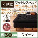 脚付きマットレスベッド クイーン(セミシングル×2) 脚30cm アイボリー 新・移動ラクラク!分割式ボンネルコイルマットレスベッド 専用敷きパッドセット(3)