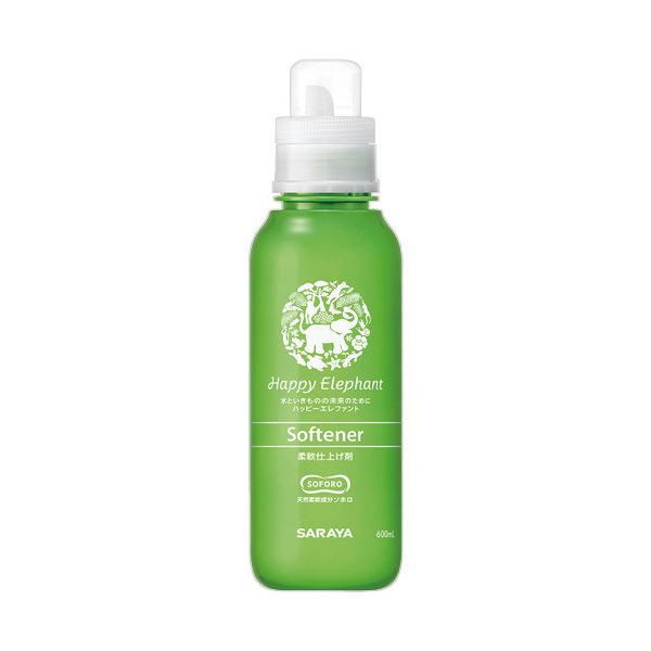 (まとめ)サラヤ ハッピーエレファント柔軟仕上げ剤 本体 600ml 1本【×5セット】