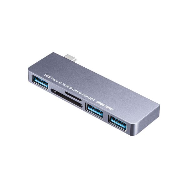 【5個セット】 サンワサプライ USB Type-Cハブ(カードリーダー付き) USB-3TCHC18GYX5