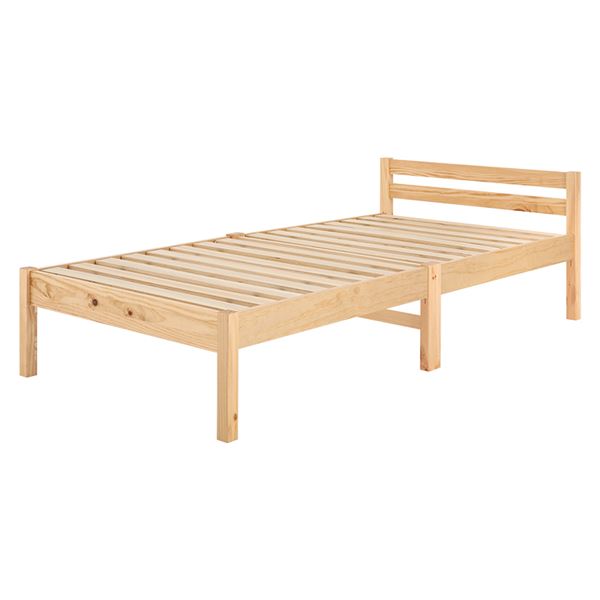 組立簡単 シングルベッド 約幅99.5×奥行204×高さ60×床面高36cm プレーンナチュラル 組立品【代引不可】