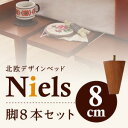 【本体別売】脚8cm ダークブラウン ショート丈北欧デザインベッド【Niels】ニエル専用 別売り 脚